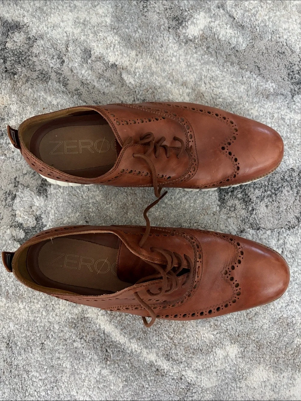 Cole Haan Tan/Brown zero grand Wingtip Oxford with White Sole
